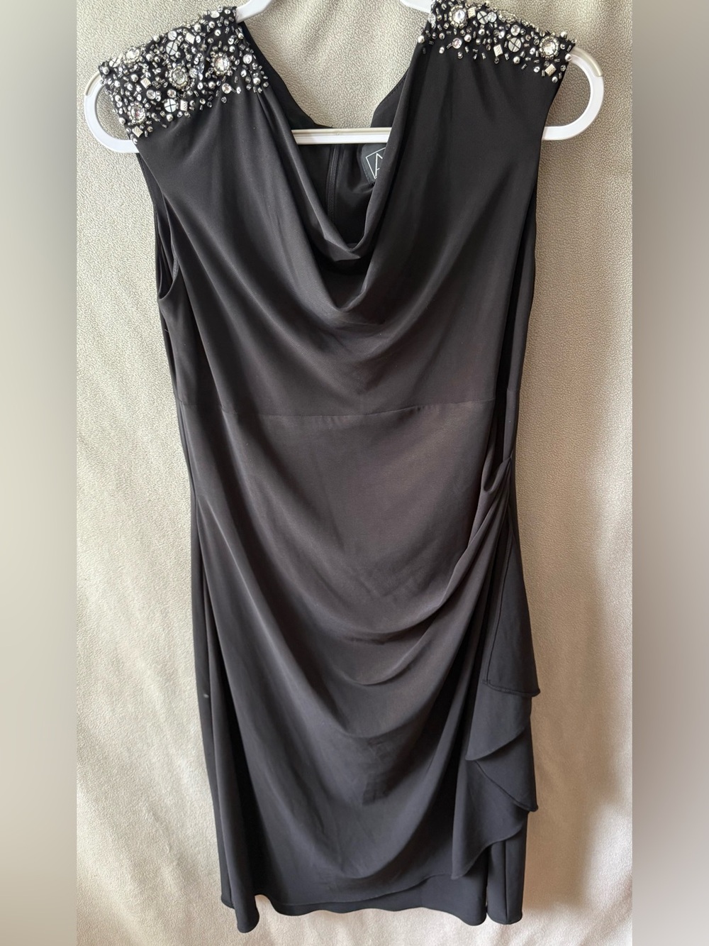 Alex Evenings Black Beaded Cocktail Dress Size 12 Elegant Evening Party